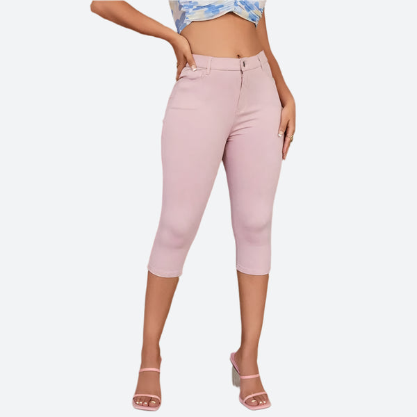 Stretchy High-Waisted Capri Pants