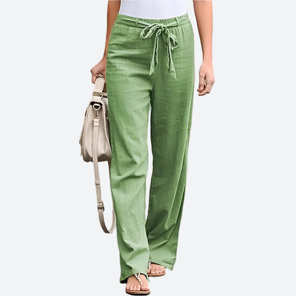 Lightweight Drawstring Wide-Leg Linen Pants
