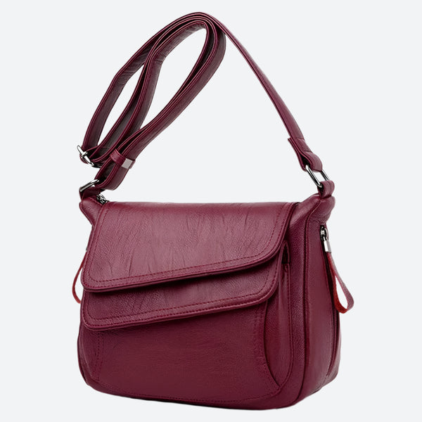Adjustable Flap-Front Faux Leather Bags