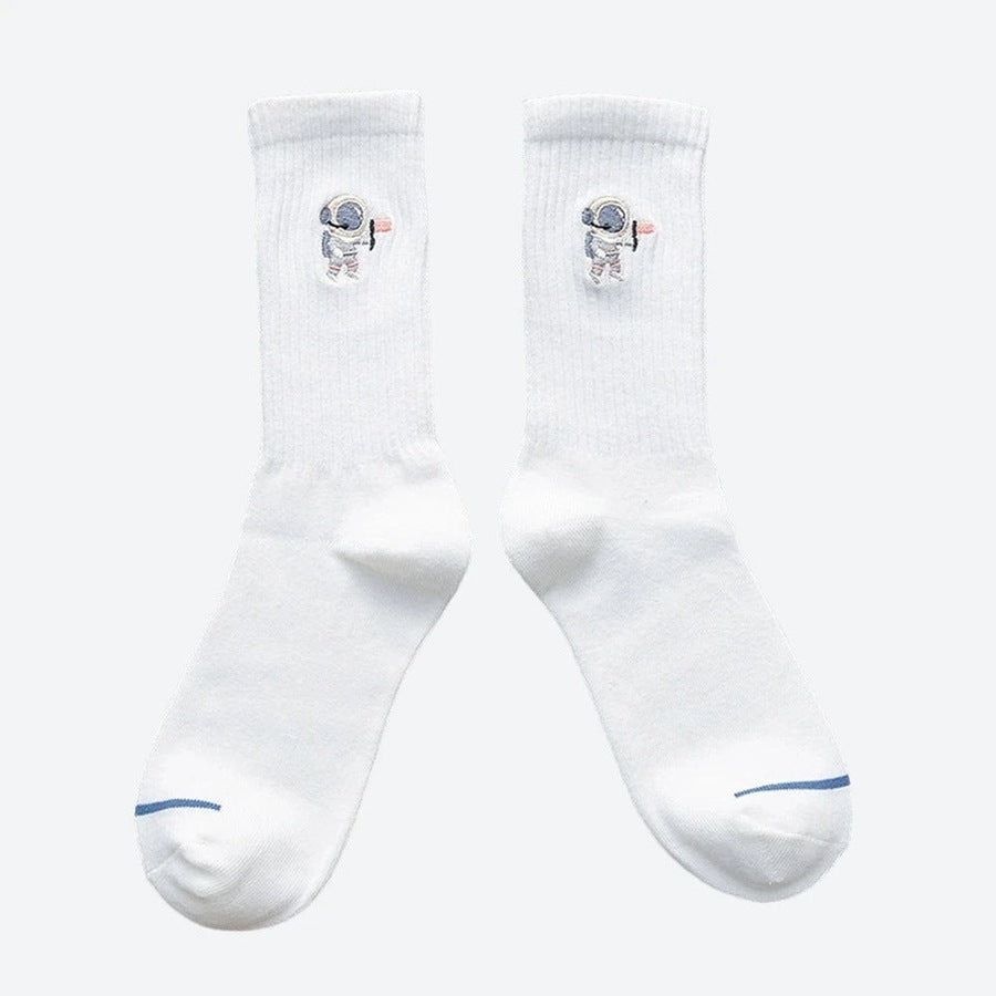 Astronaut Embroidered Casual Socks