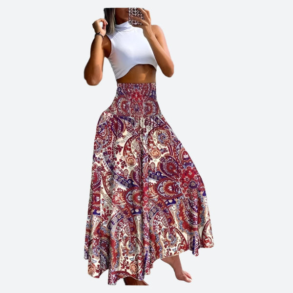 Boho Paisley High-Waisted Maxi Skirts