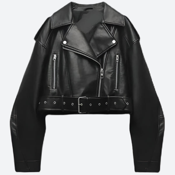 Bold Cropped Faux Leather Biker Jackets