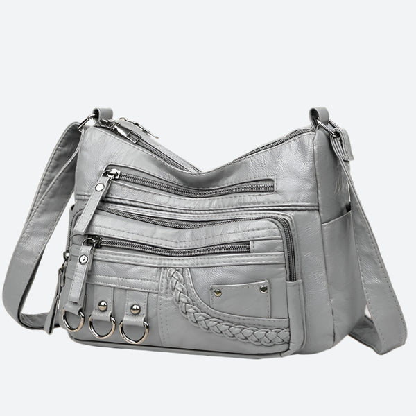 Braided Multi-Zip Faux Leather Bags