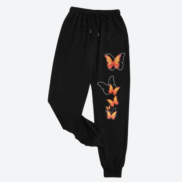 Butterfly Print Drawstring Joggers