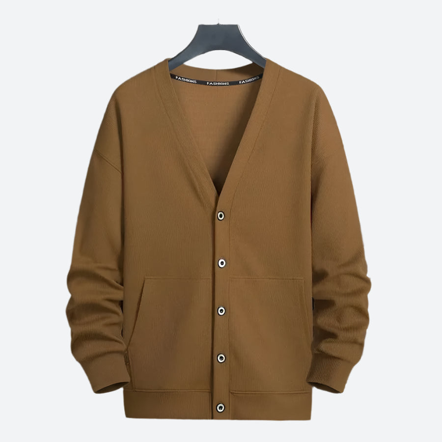 Button-Up V-Neck Relaxed Fit Cardigans