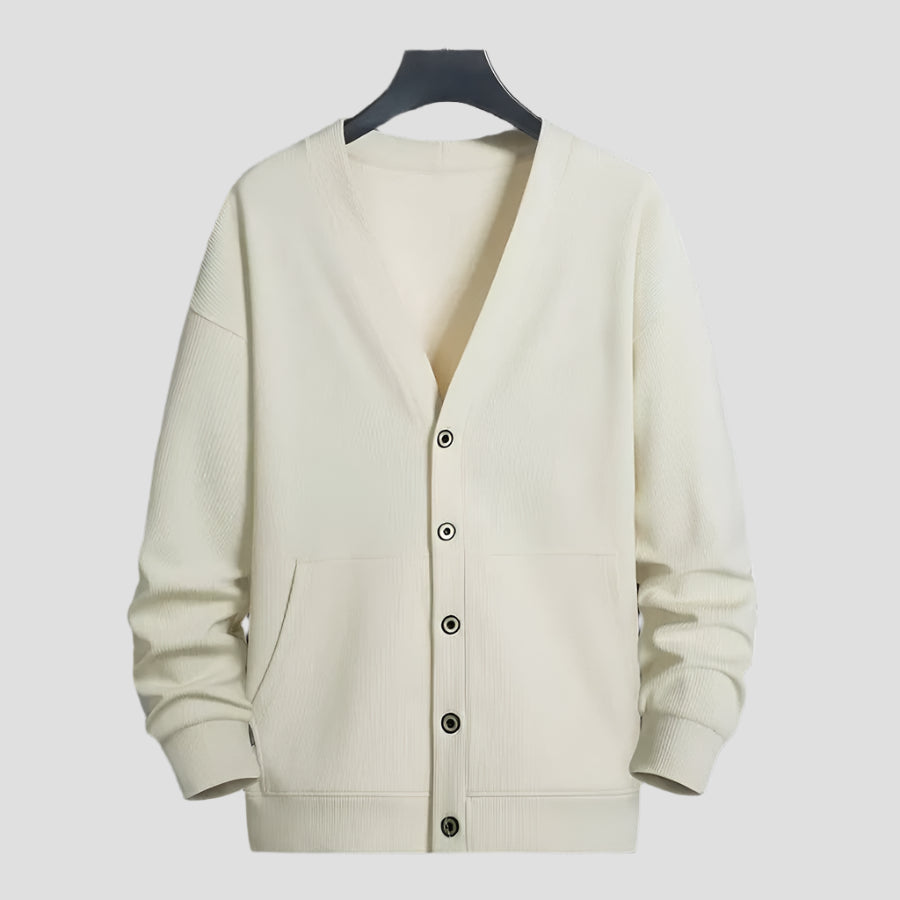 Button-Up V-Neck Relaxed Fit Cardigans