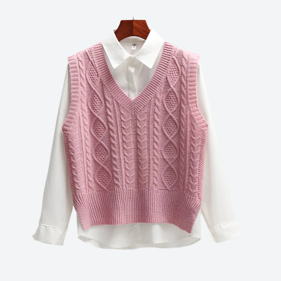 Cable Knit Layered Sweater Vests