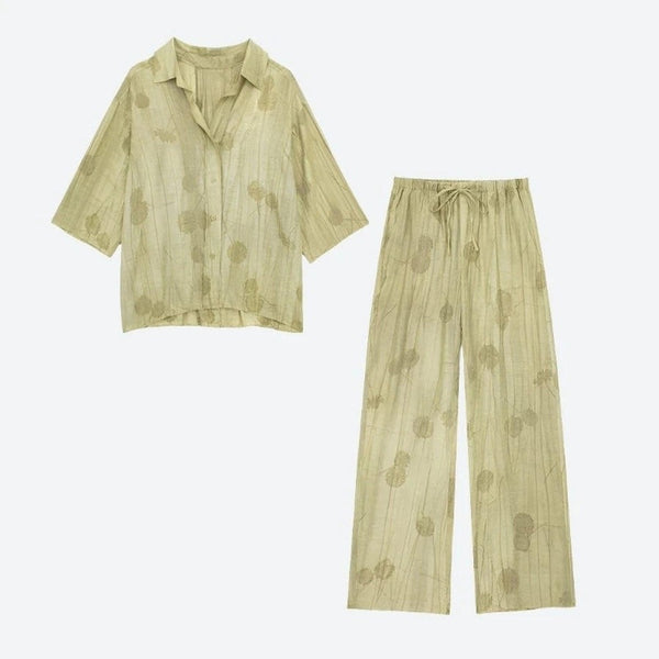 Casual Floral Two-Pieces Pajama Sets