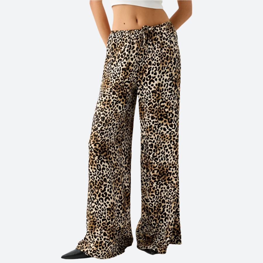 Casual Leopard Print Drawstring Trousers