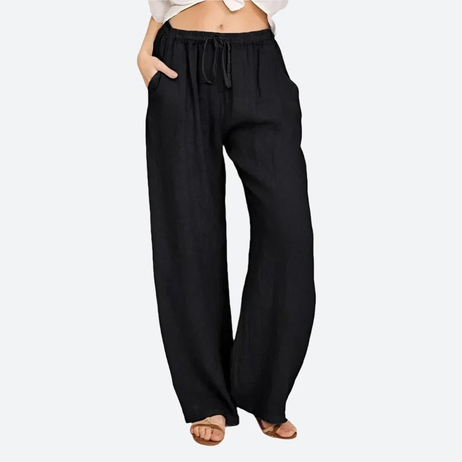 Casual Loose-Fit Drawstring Waist Trousers
