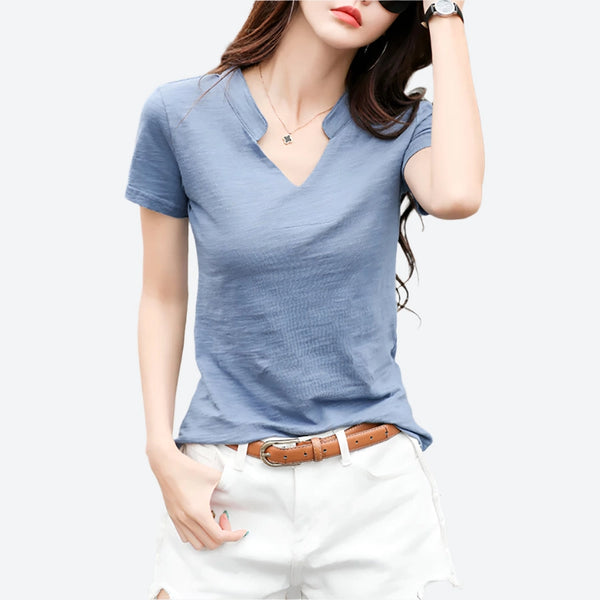 Casual Notch-Neck Short-Sleeve T-Shirts