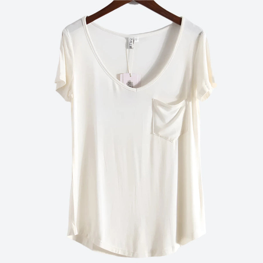 Casual Short-Sleeve V-Neck Tops