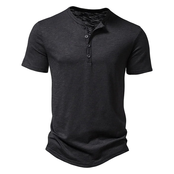 Casual Slim-Fit Button Henley T-Shirts