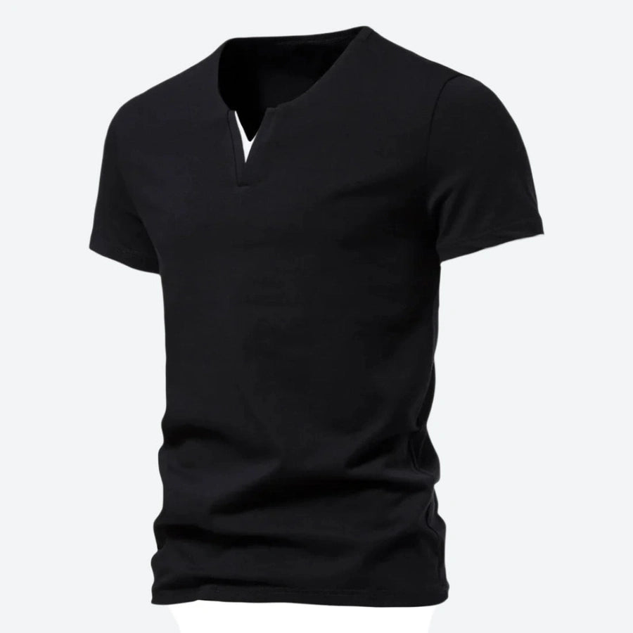 Casual Split-Neck Cotton T-Shirts
