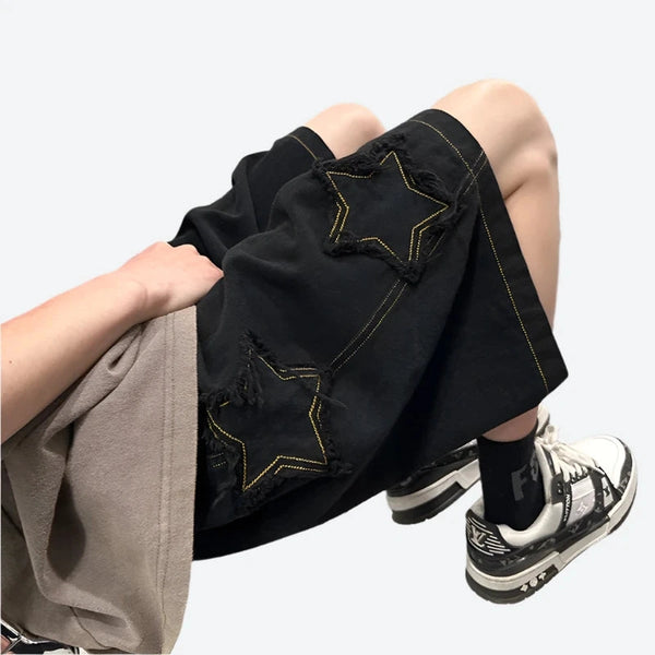 Casual Star-Patch Drawstring Bermuda Shorts