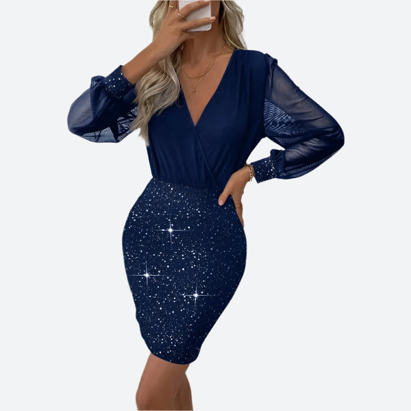 Chic Glitter V-Neck Party Dresses