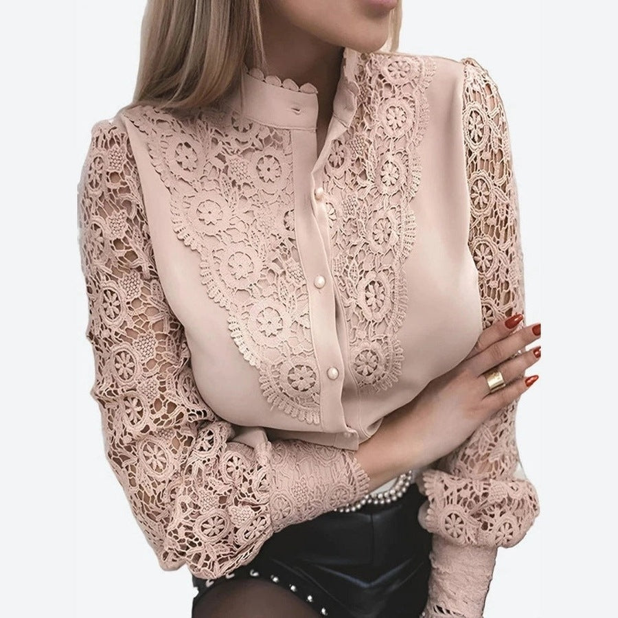 Chic Lace Button-Up Blouses