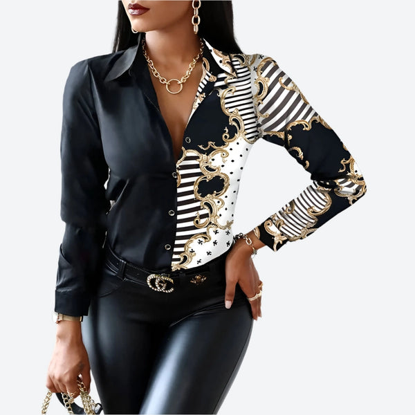 Chic Patchwork Button-Down Shirts