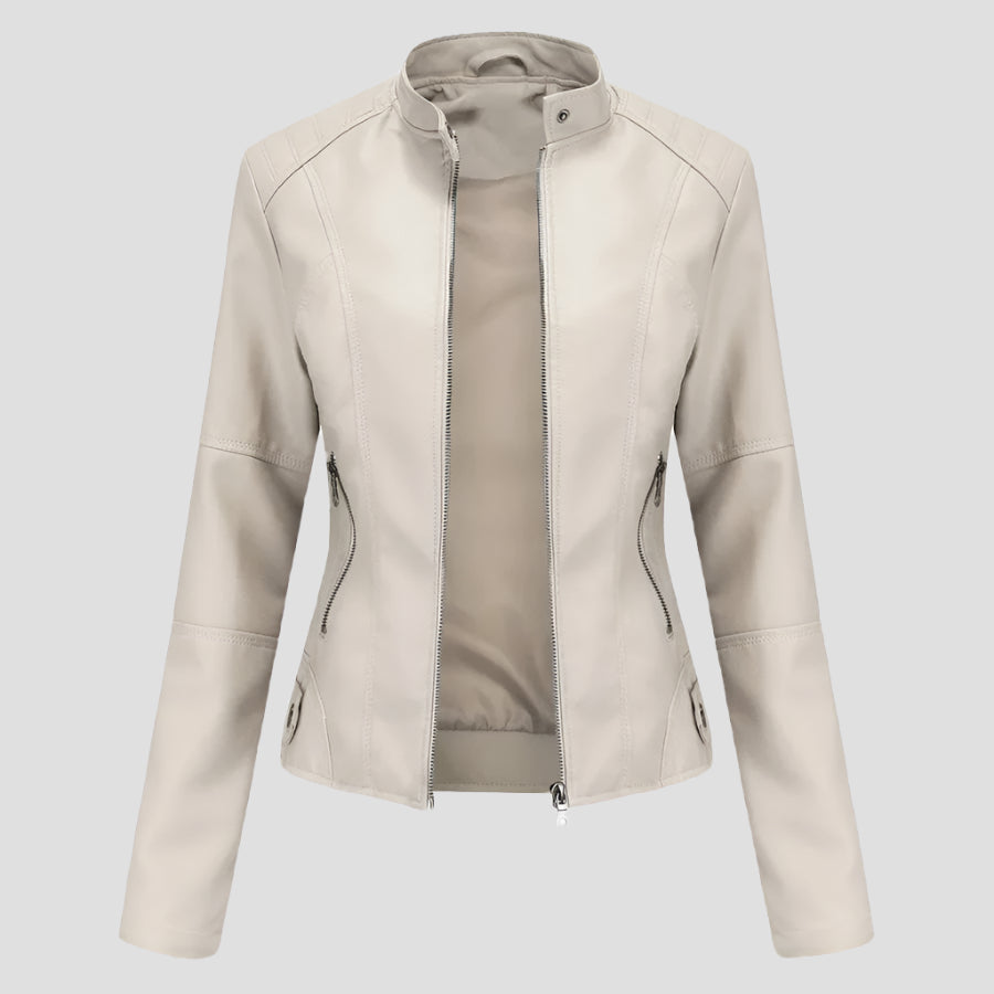 Chic Zip-Up Faux Leather Moto Jackets