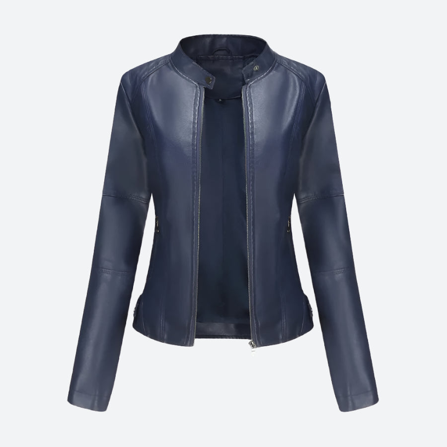 Chic Zip-Up Faux Leather Moto Jackets