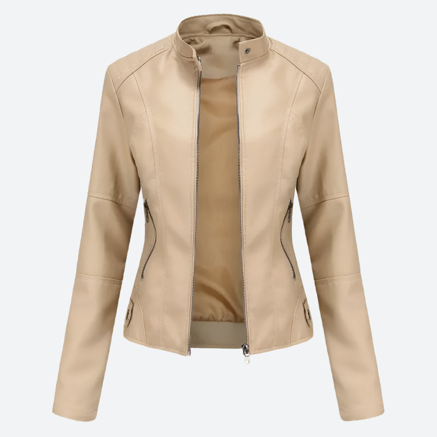 Chic Zip-Up Faux Leather Moto Jackets