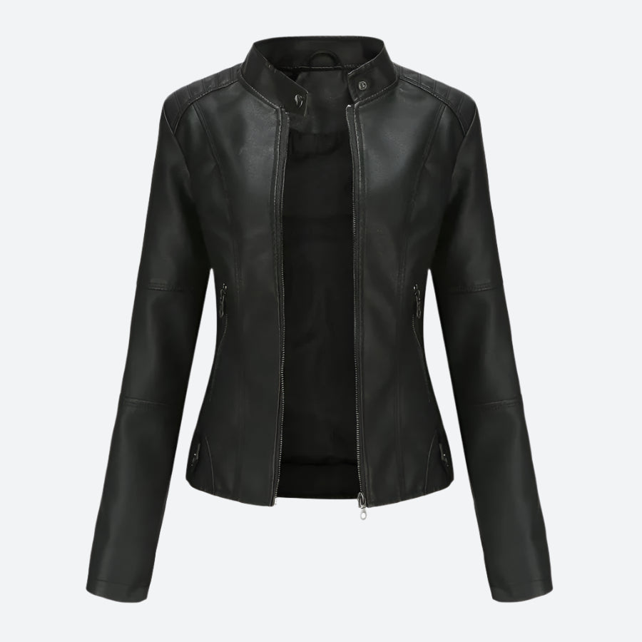 Chic Zip-Up Faux Leather Moto Jackets