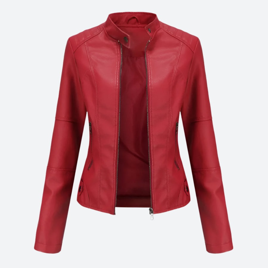 Chic Zip-Up Faux Leather Moto Jackets