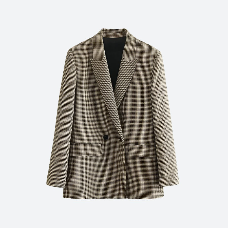 Classic Checkered Longline Blazer Coats