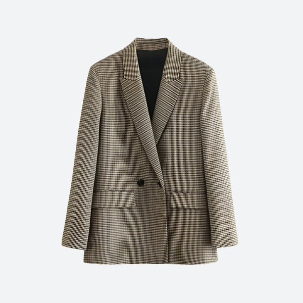 Classic Checkered Longline Blazer Coats