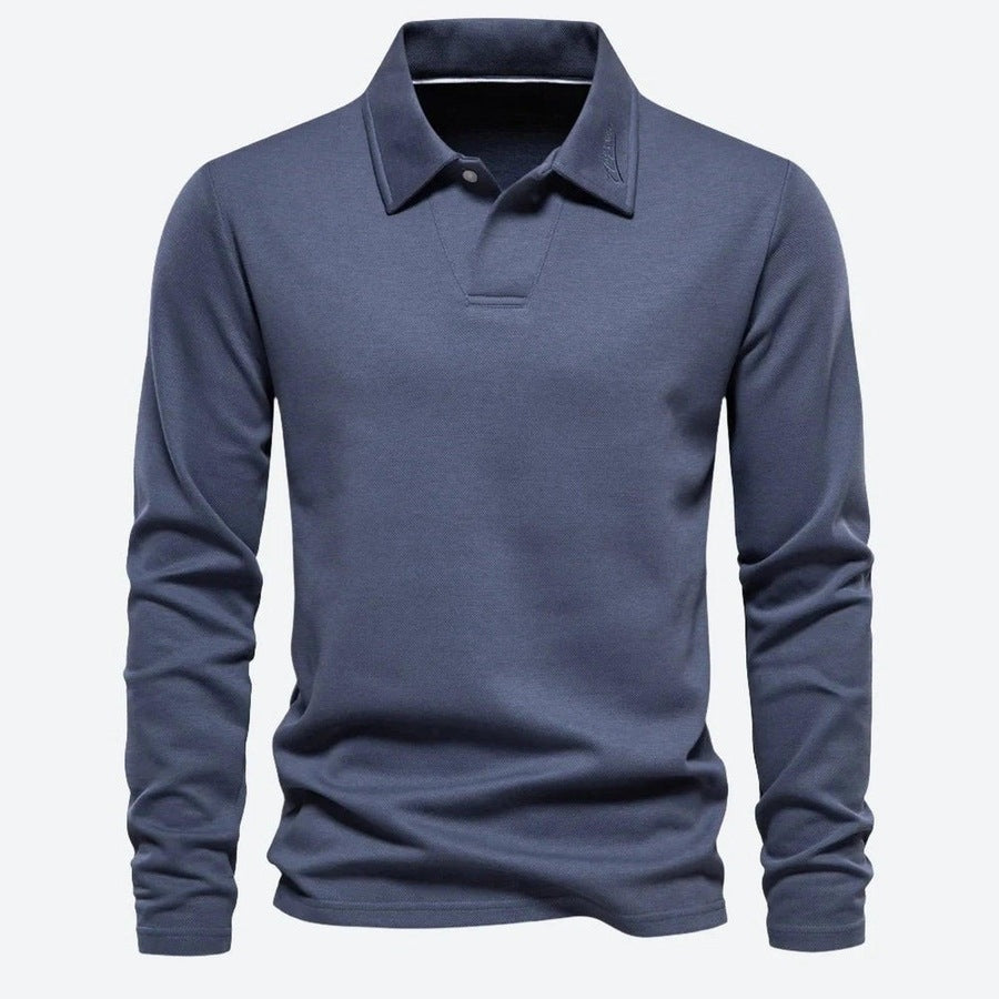 Classic Long-Sleeve Casual Polo Shirts