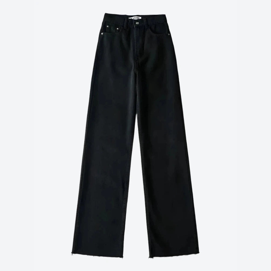Classic Wide-Leg High-Waist Black Jeans