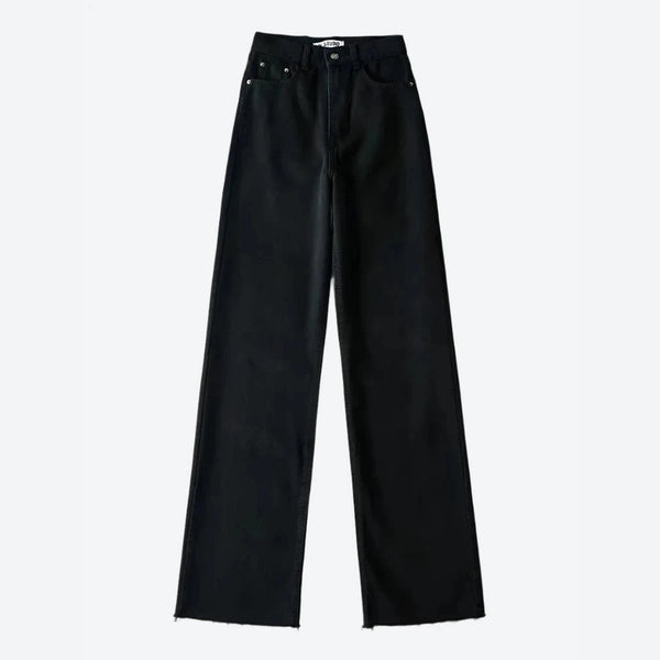 Classic Wide-Leg High-Waist Black Jeans