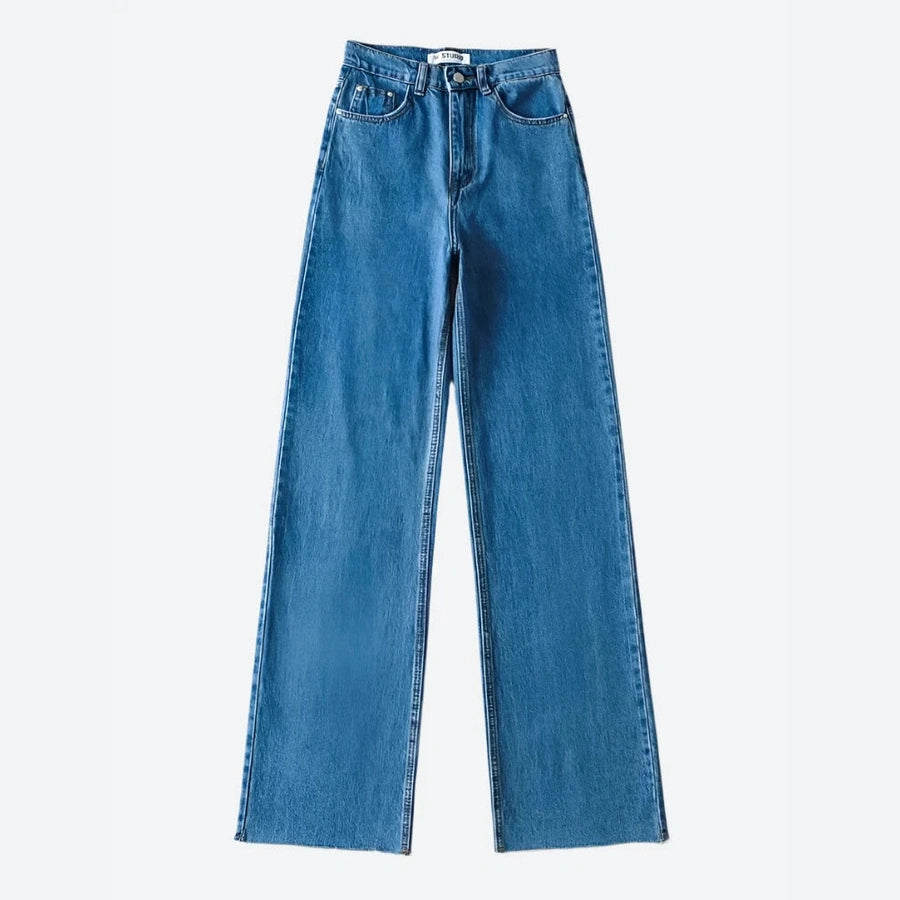 Classic Wide-Leg High-Waist Black Jeans