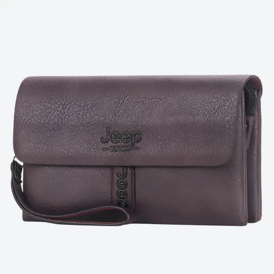 Compact Leather Multi-Pocket Clutch Bags
