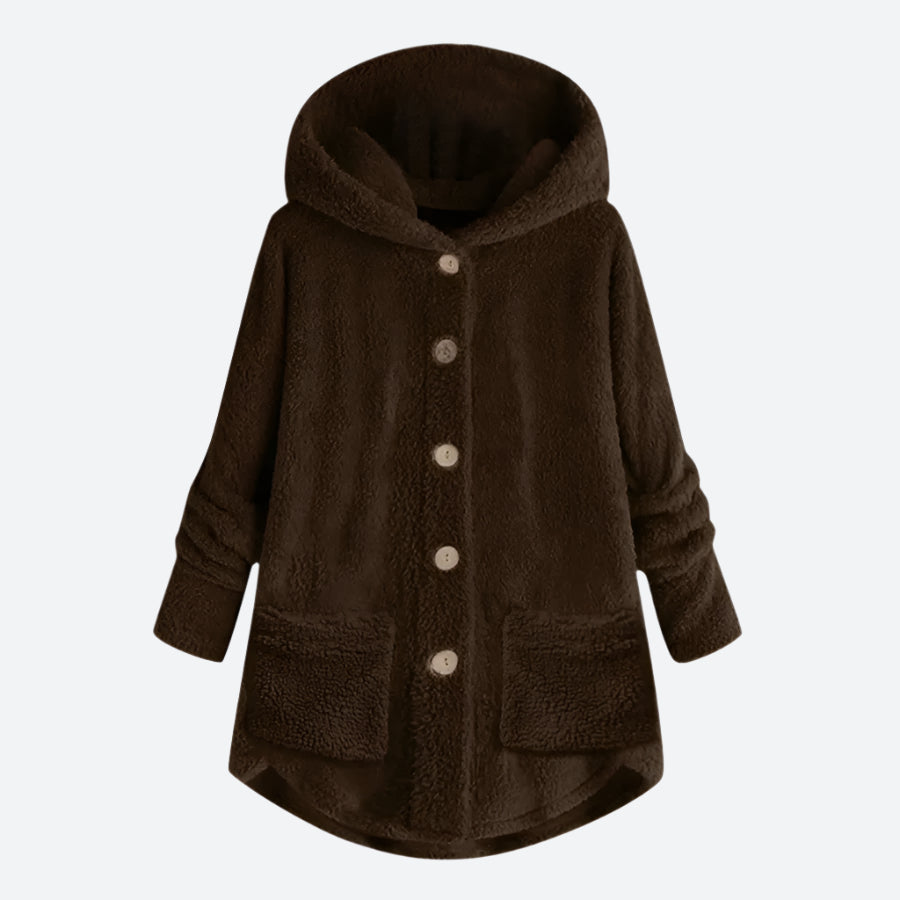 Cozy Button-Up Hooded Fleece Jackets