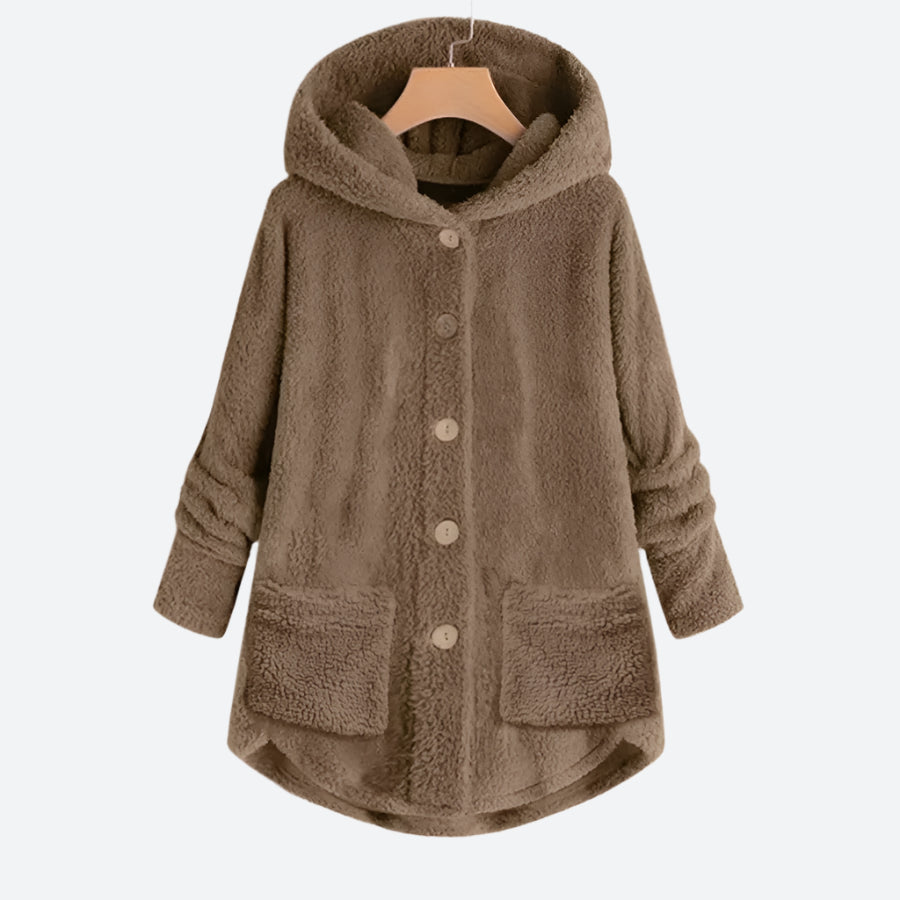 Cozy Button-Up Hooded Fleece Jackets