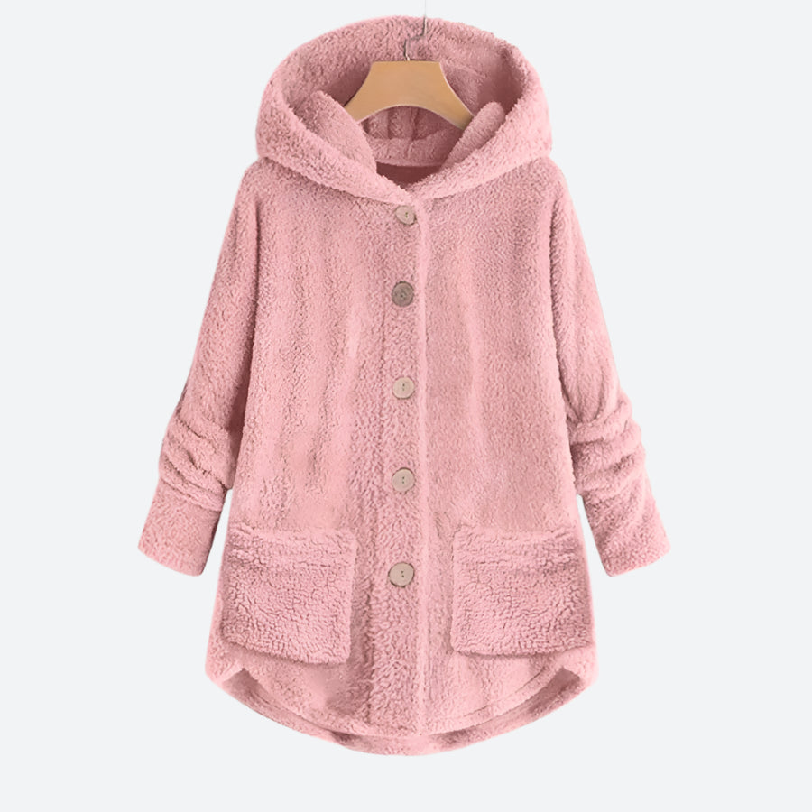 Cozy Button-Up Hooded Fleece Jackets