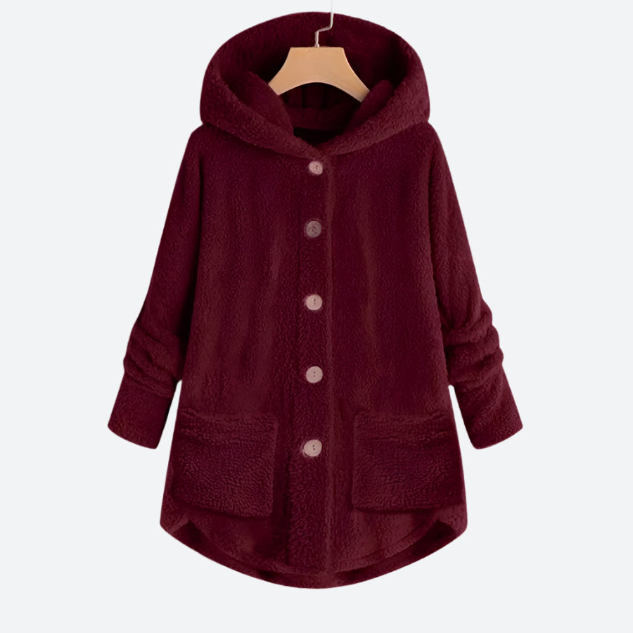 Cozy Button-Up Hooded Fleece Jackets