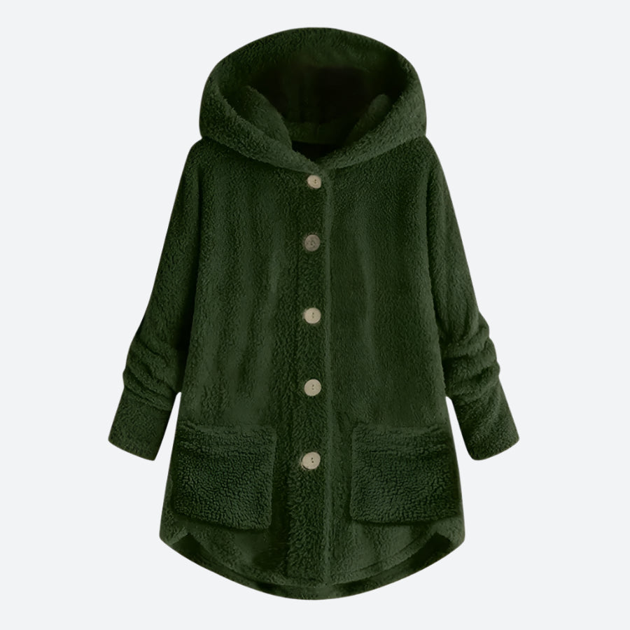 Cozy Button-Up Hooded Fleece Jackets