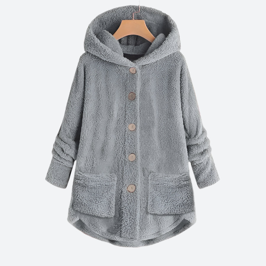 Cozy Button-Up Hooded Fleece Jackets