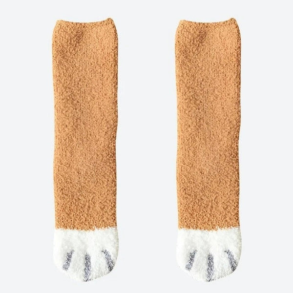 Cozy Fuzzy Animal Paw Socks