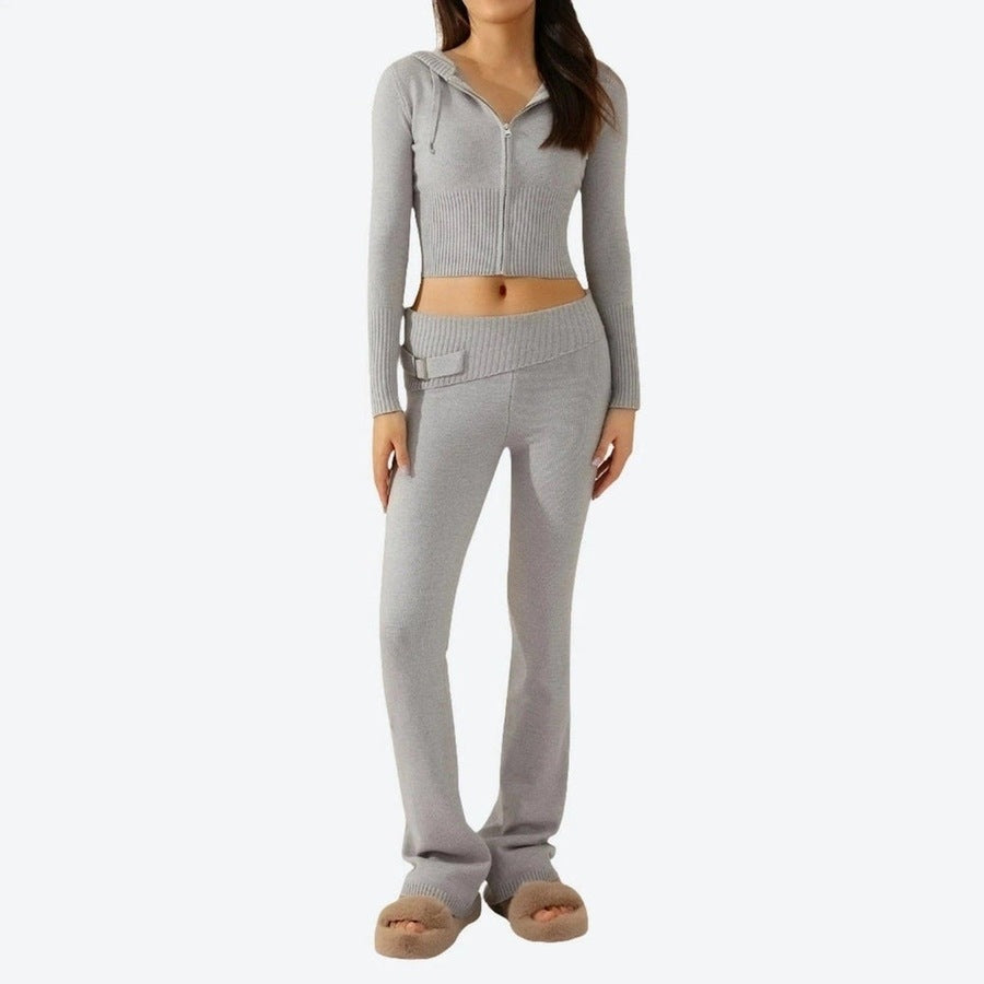 Cozy Knitted Zip-Up Loungewear Set