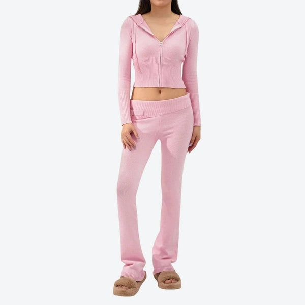 Cozy Knitted Zip-Up Loungewear Set