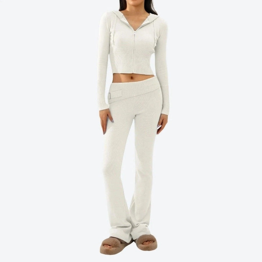Cozy Knitted Zip-Up Loungewear Set