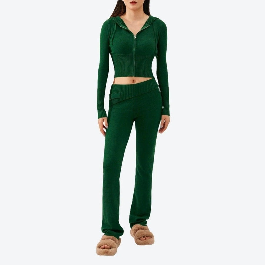 Cozy Knitted Zip-Up Loungewear Set