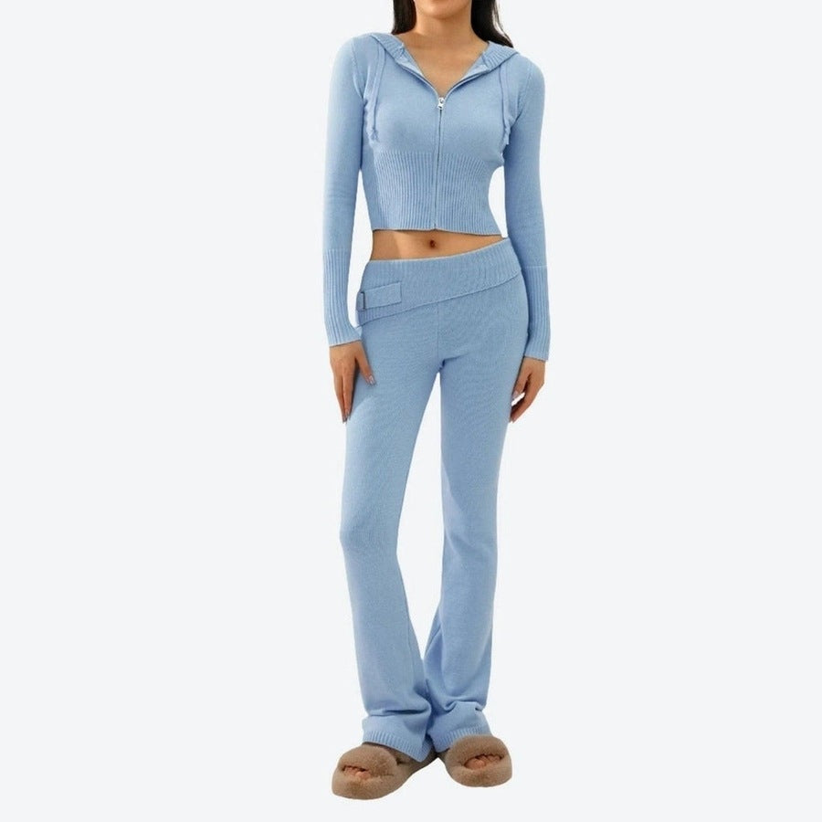 Cozy Knitted Zip-Up Loungewear Set