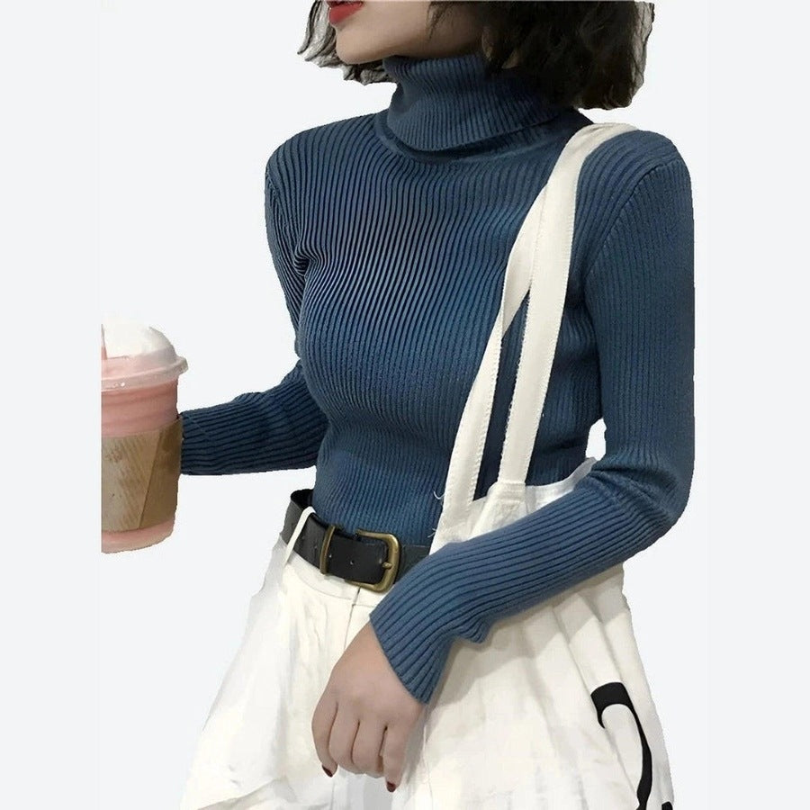 Cozy Ribbed Turtleneck Sweater Tops