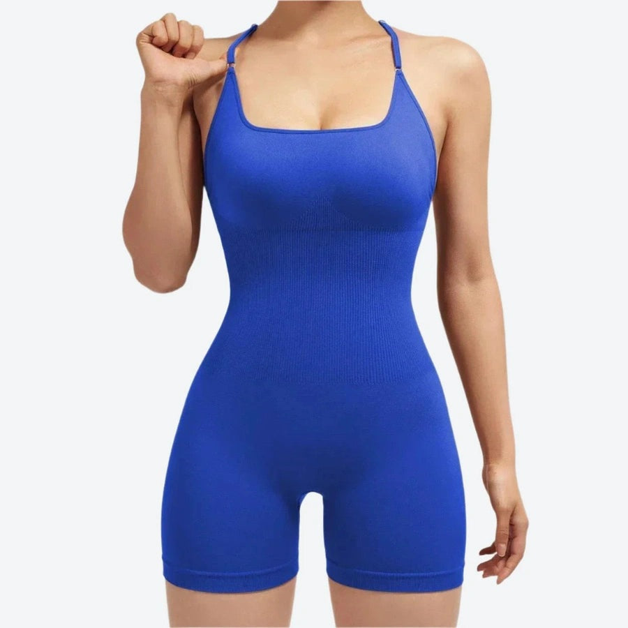 Crisscross Back Slim Fit Workout Jumpsuits