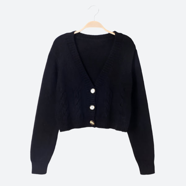 Cropped Button-Up Cable Knit Cardigans