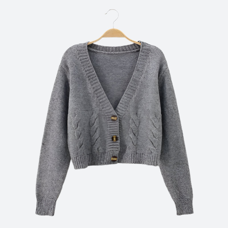 Cropped Button-Up Cable Knit Cardigans
